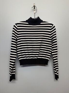 ZARA Turtleneck Sweater in Black with White Stripes